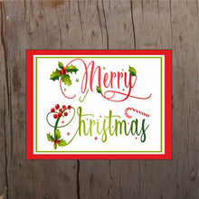 Load image into Gallery viewer, Merry Christmas Holly Berry Door/Wreath Sign with red border