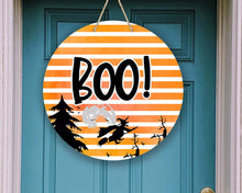 Load image into Gallery viewer, Striped Boo Halloween Door/Wreath Sign