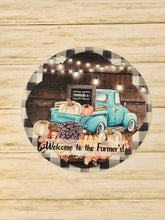 Load image into Gallery viewer, Fall Teal Blue Truck Buffalo Plaid Door/Wreath Sign