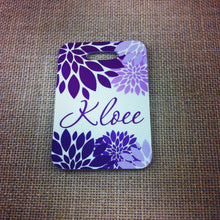 Load image into Gallery viewer, Purple Floral Bag/Luggage tag