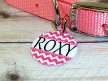 Load image into Gallery viewer, Hot Pink Chevron Pet Id Tag