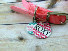 Load image into Gallery viewer, Hot Pink Chevron Pet Id Tag