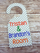 Load image into Gallery viewer, Double Sided Checkerboard Kids Door Sign