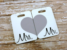 Load image into Gallery viewer, Gray Mr. and Mrs. Luggage Tags