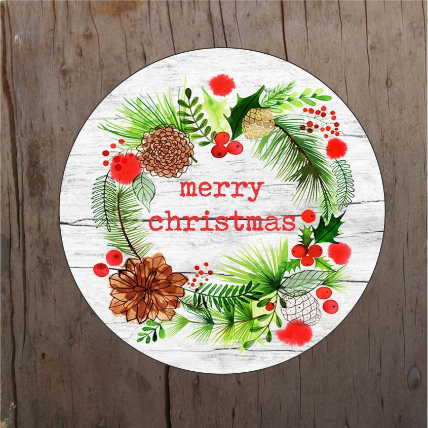Merry Christmas Floral Wreath Door/Wreath Sign