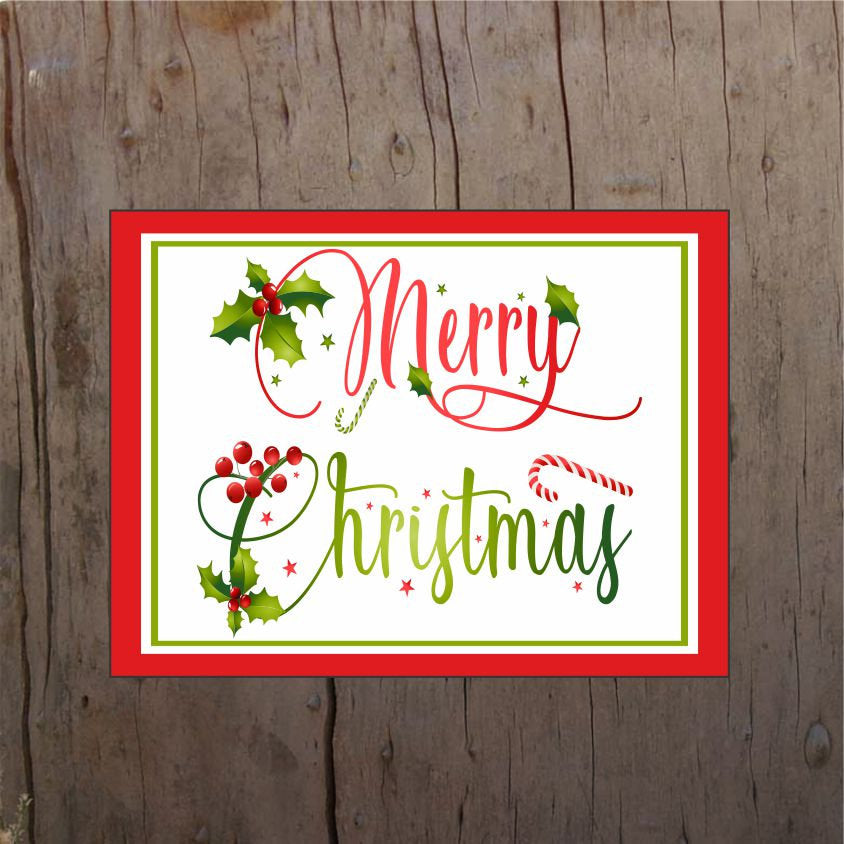 Merry Christmas Holly Berry Door/Wreath Sign with red border