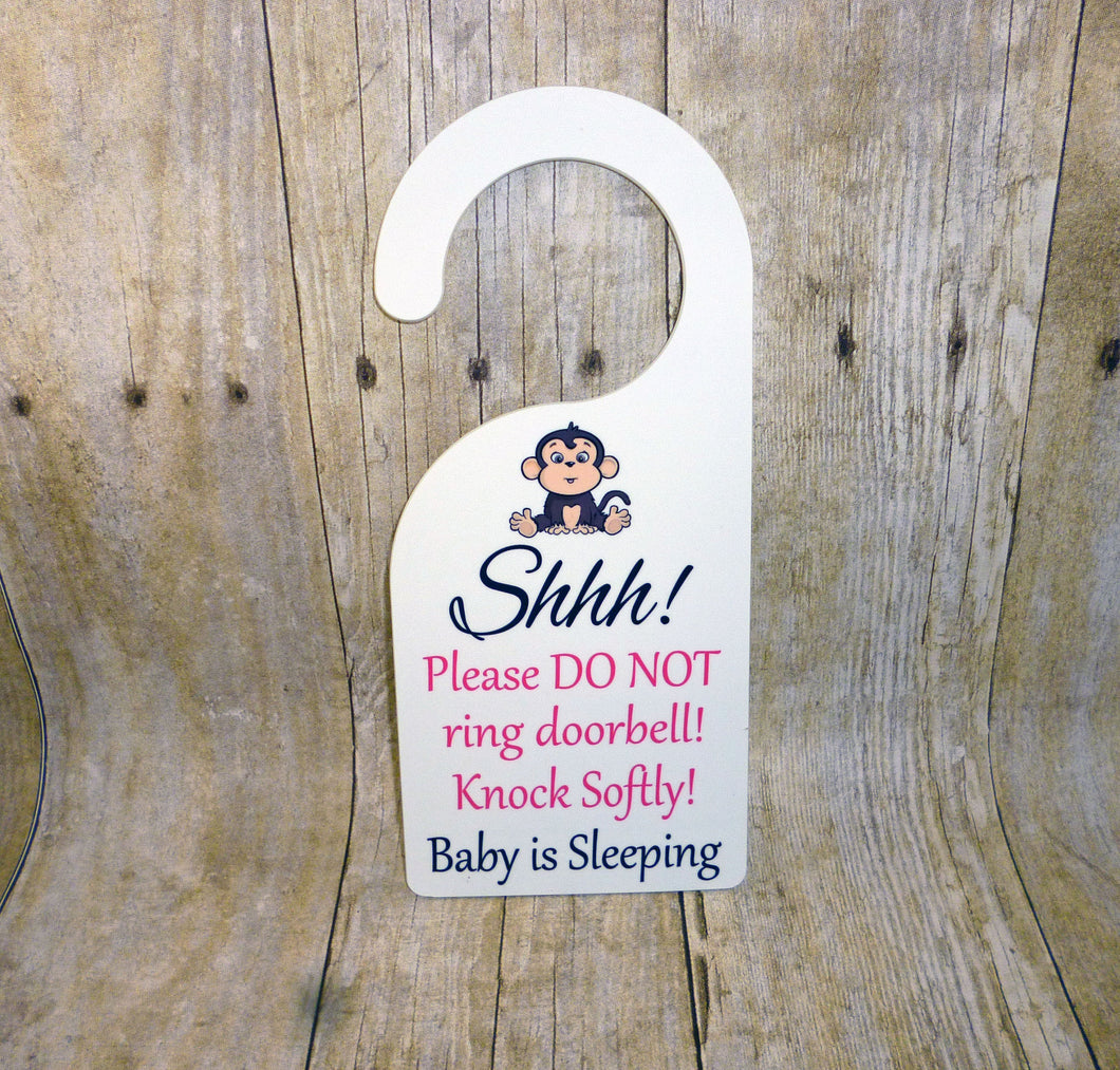 Shhhh...Baby monkey Door Hanger