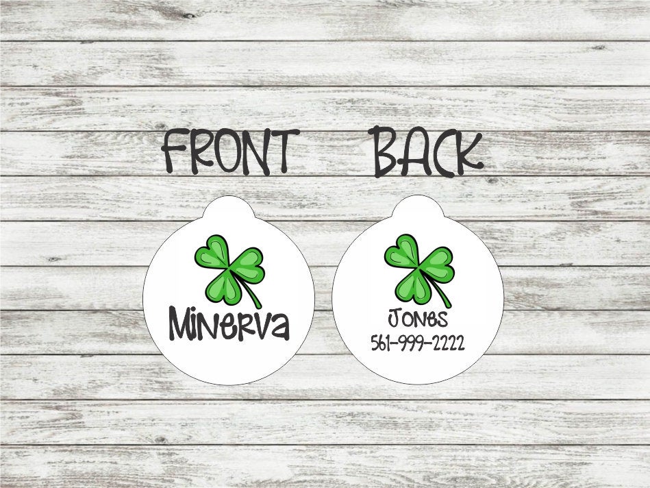 Lucky Shamrock/ Clover Pet ID Tag