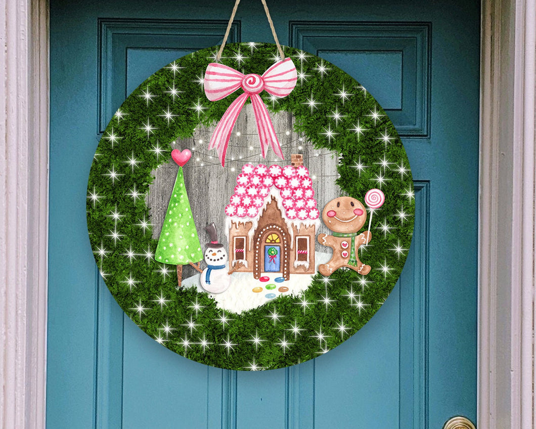 Gingerbread house Christmas Door/Wreath Sign