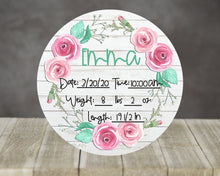 Load image into Gallery viewer, Floral Keepsake Baby Stat Sign
