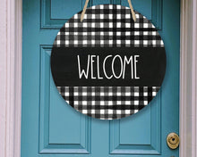 Load image into Gallery viewer, Welcome Buffalo Plaid Door/Wreath Sign
