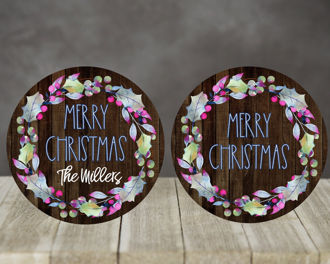 Merry Christmas Floral Door/Wreath Sign