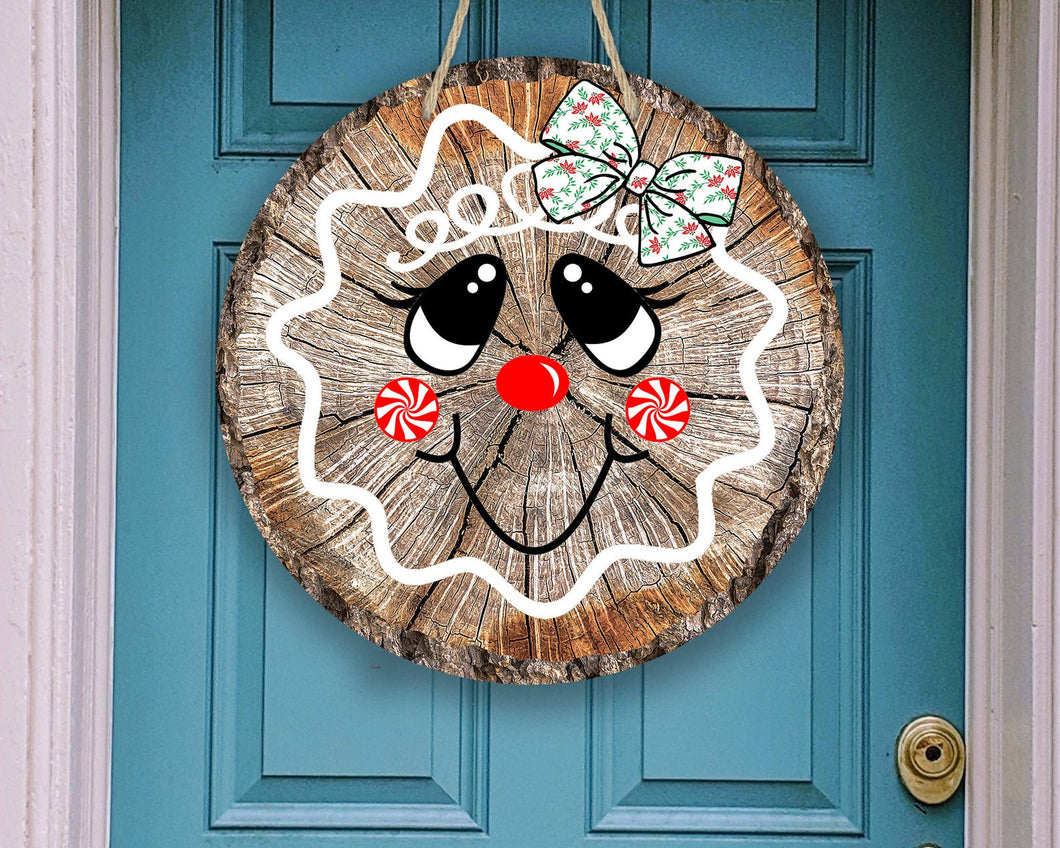 Gingerbread Girl Face Door/Wreath Sign