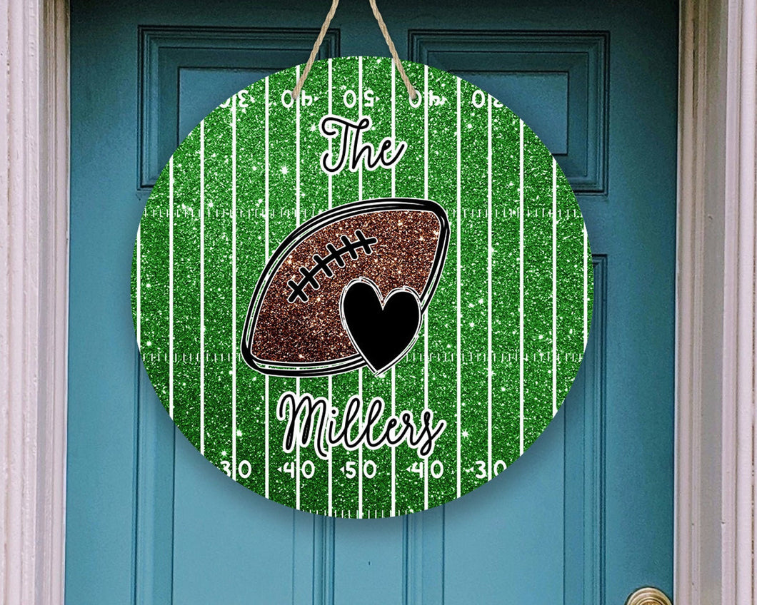 Football faux glitter Door/Wreath Sign