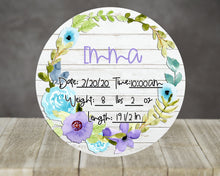 Load image into Gallery viewer, Floral Keepsake Baby Stat Sign
