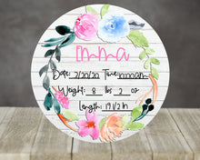 Load image into Gallery viewer, Floral Keepsake Baby Stats Sign
