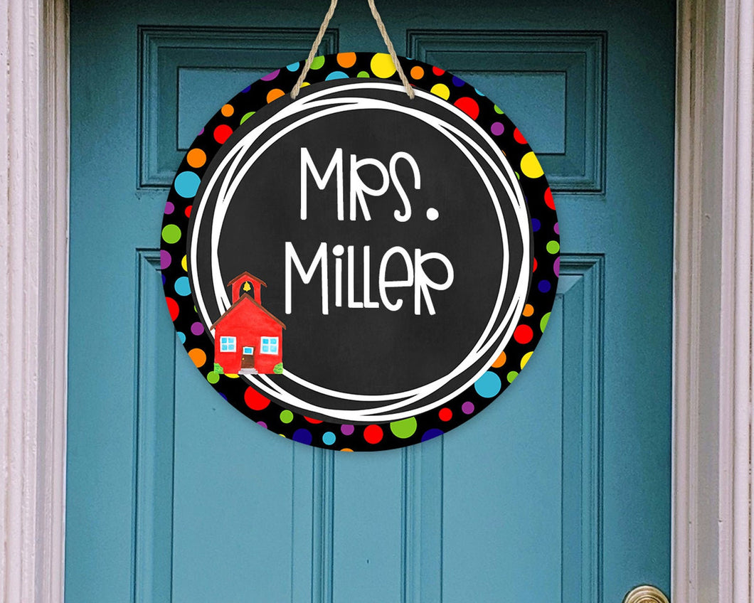 School house Polka Dot Door/Wreath Sign