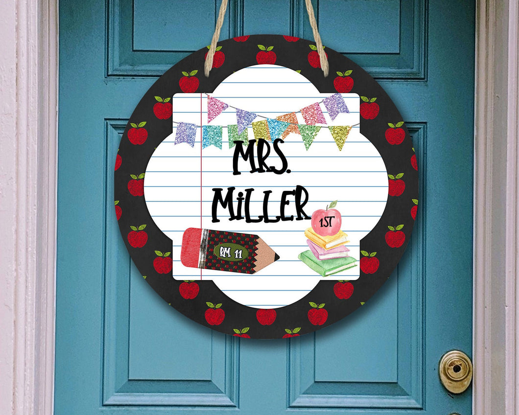 Polka Dot Teacher Apple Door/Wreath Sign