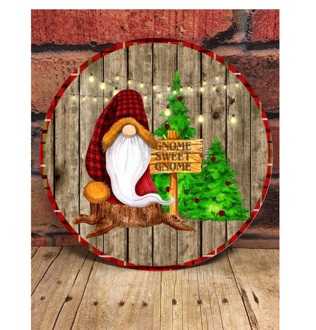 Gnome Sweet Gnome Christmas Door/Wreath Sign