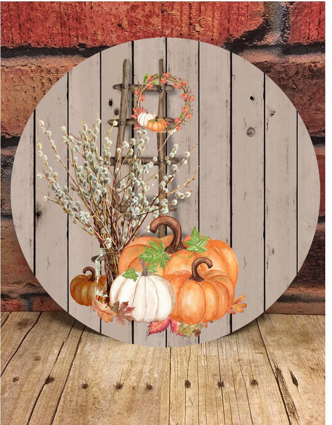 Faux Wood Pumpkin Door/Wreath Sign
