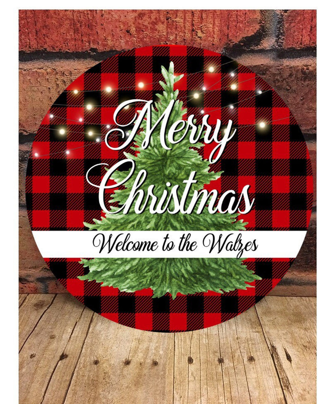 Buffalo Plaid Merry Christmas Welcome Door/Wreath Sign