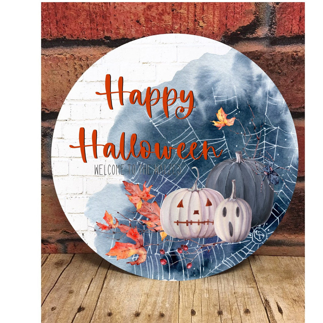 Happy Halloween Spider Web Door/Wreath Sign