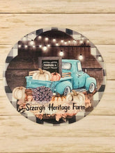 Load image into Gallery viewer, Fall Teal Blue Truck Buffalo Plaid Door/Wreath Sign
