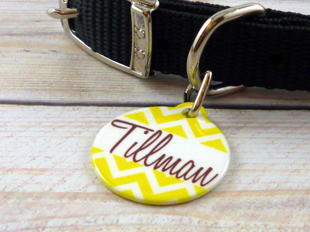 Yellow Chevron Dog/Cat Tag