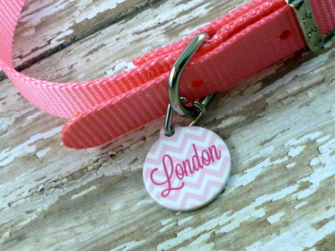 Pink Chevron Pet ID