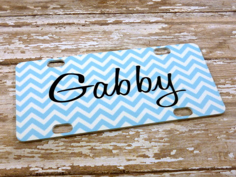 Blue Chevron  Mini License Plate