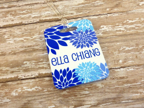 Blue Floral Bag Tag