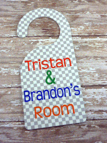 Double Sided Checkerboard Kids Door Sign