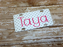 Load image into Gallery viewer, Gray Polka Dot Mini License Plate
