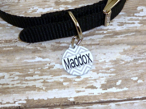 Gray Chevron Pet ID Tag