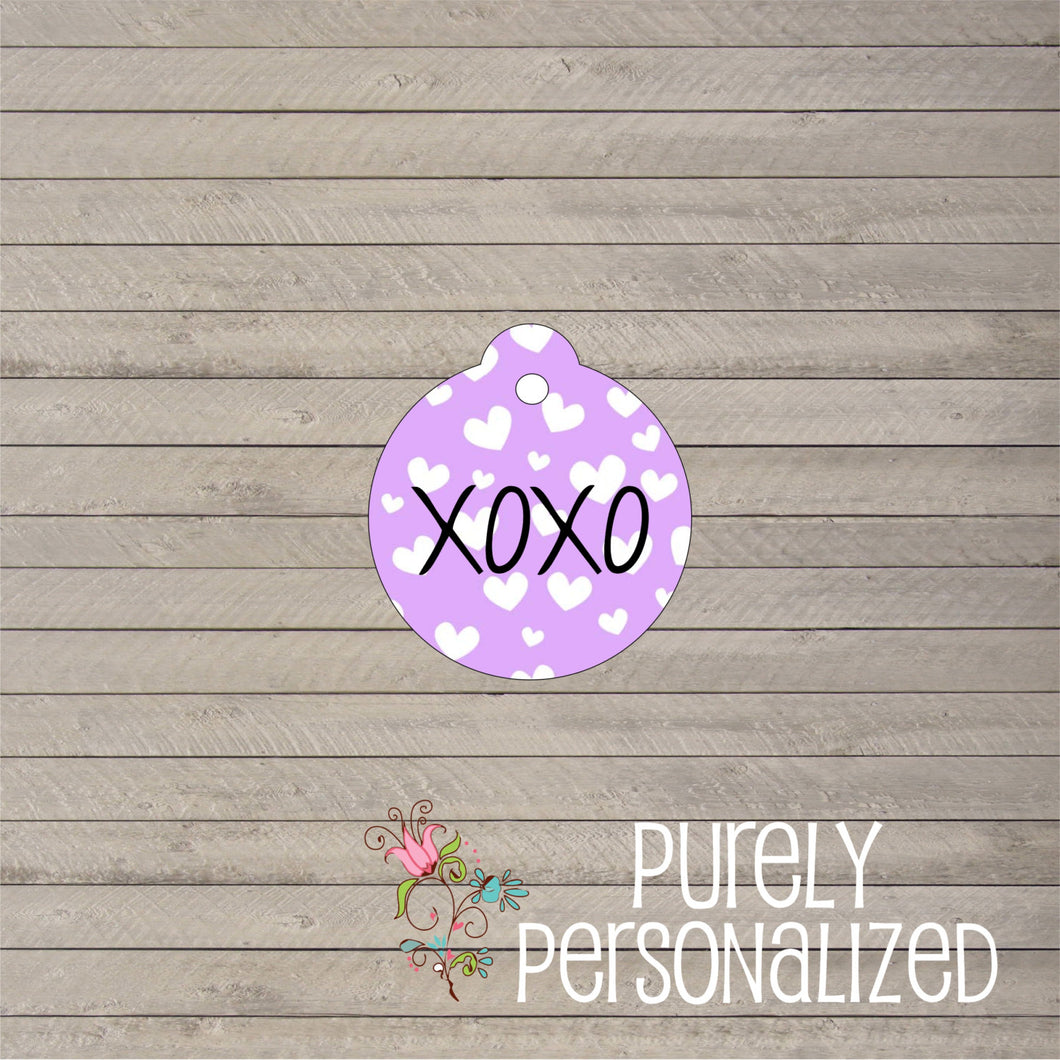 Purple/White Heart Design Pet Tag