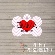 Load image into Gallery viewer, Pink and Red Bone Shape Pet Tag
