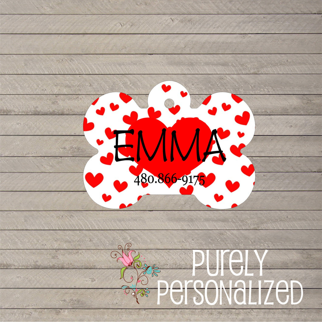 Red Hearts Pet Tag
